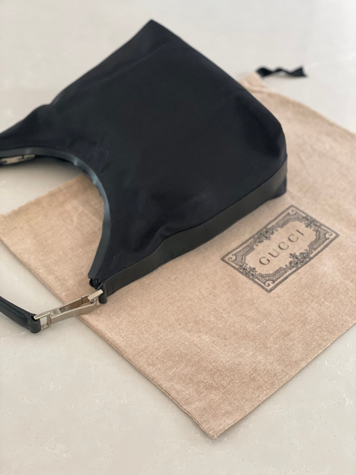 Gucci Hobo black nylon and leather shoulder bag