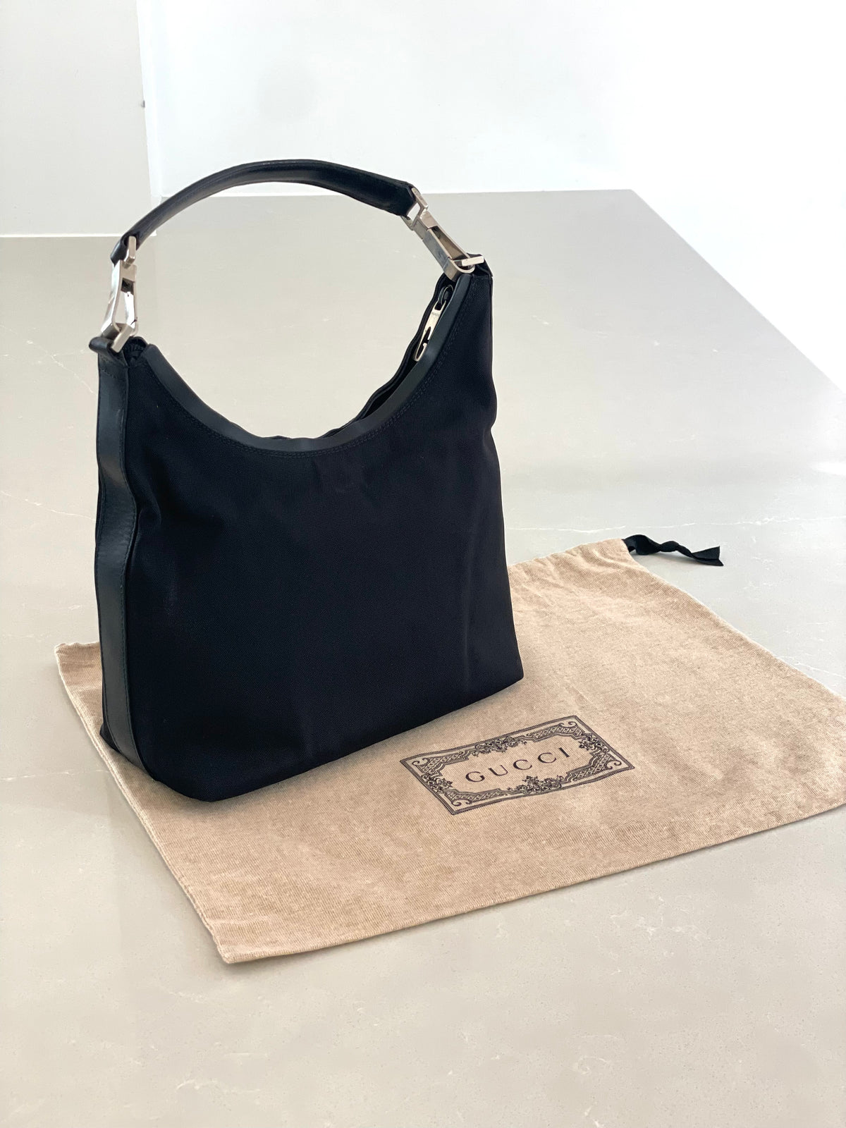 Gucci Hobo black nylon and leather shoulder bag