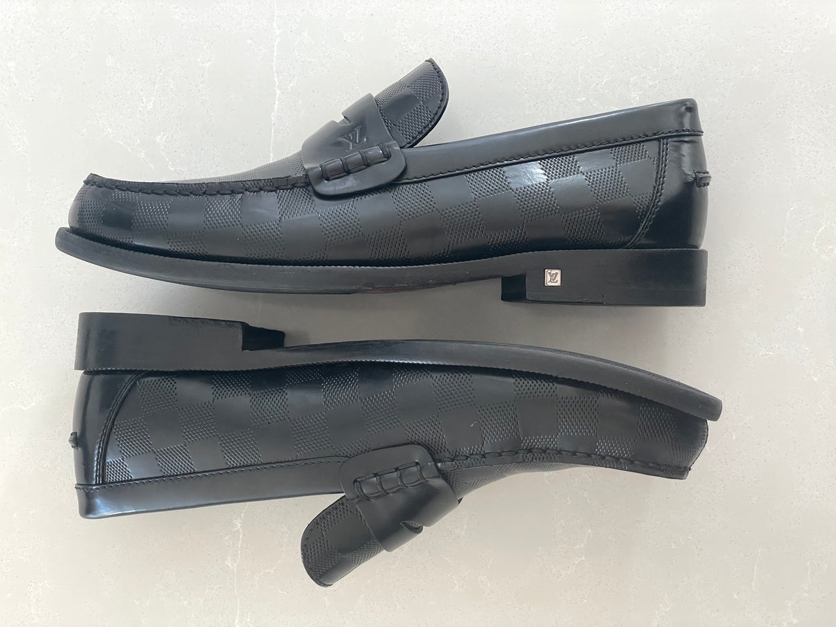 Louis Vuitton Major Loafers Black Damier Leather Men’s Shoes