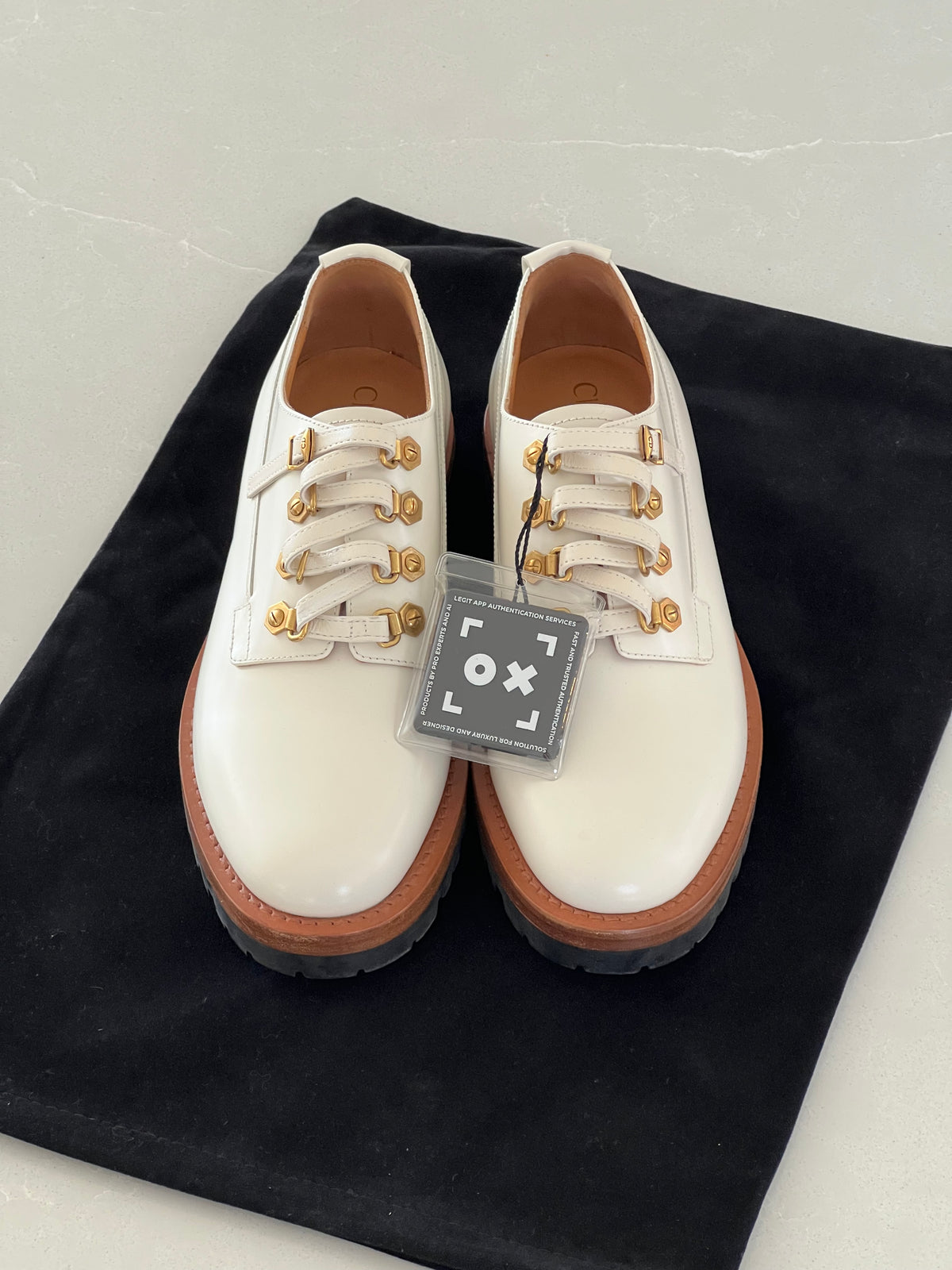 Dior Paris Oxford Derbies Ivory Lug-Sole with Gold Hardware