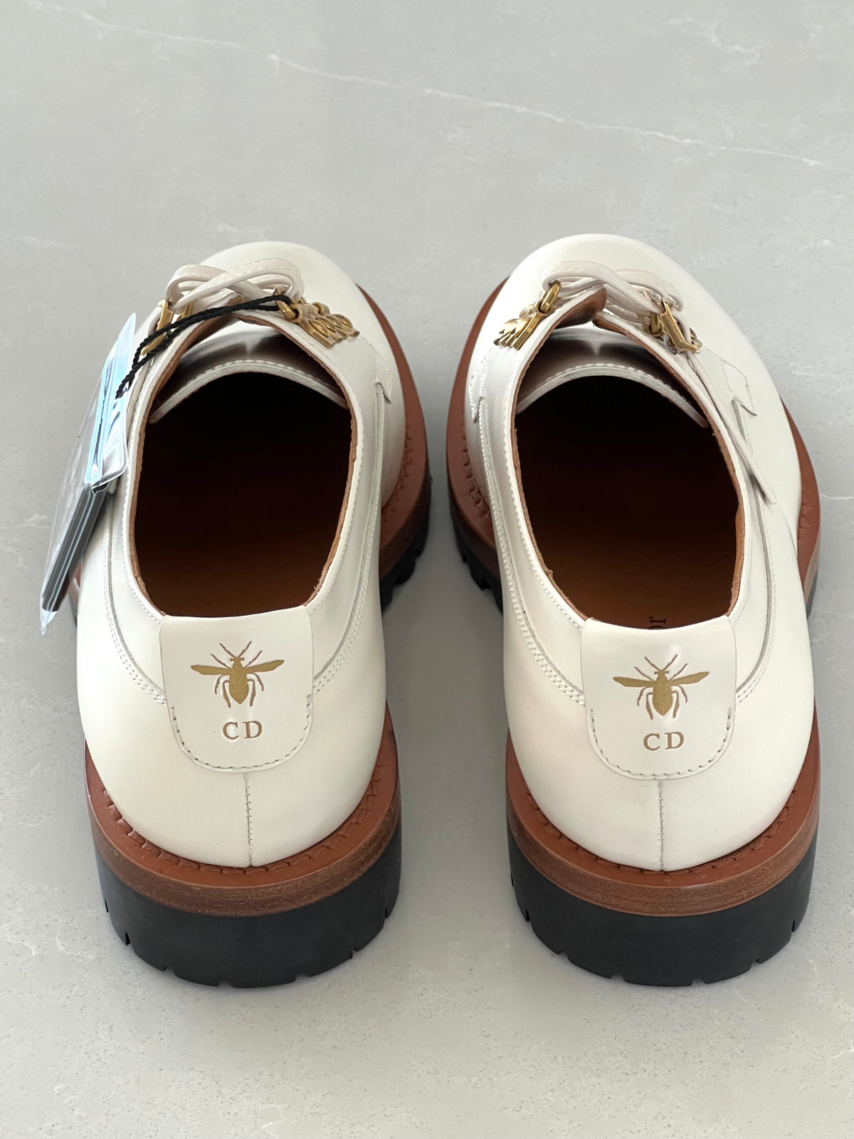Dior Paris Oxford Derbies Ivory Lug-Sole with Gold Hardware