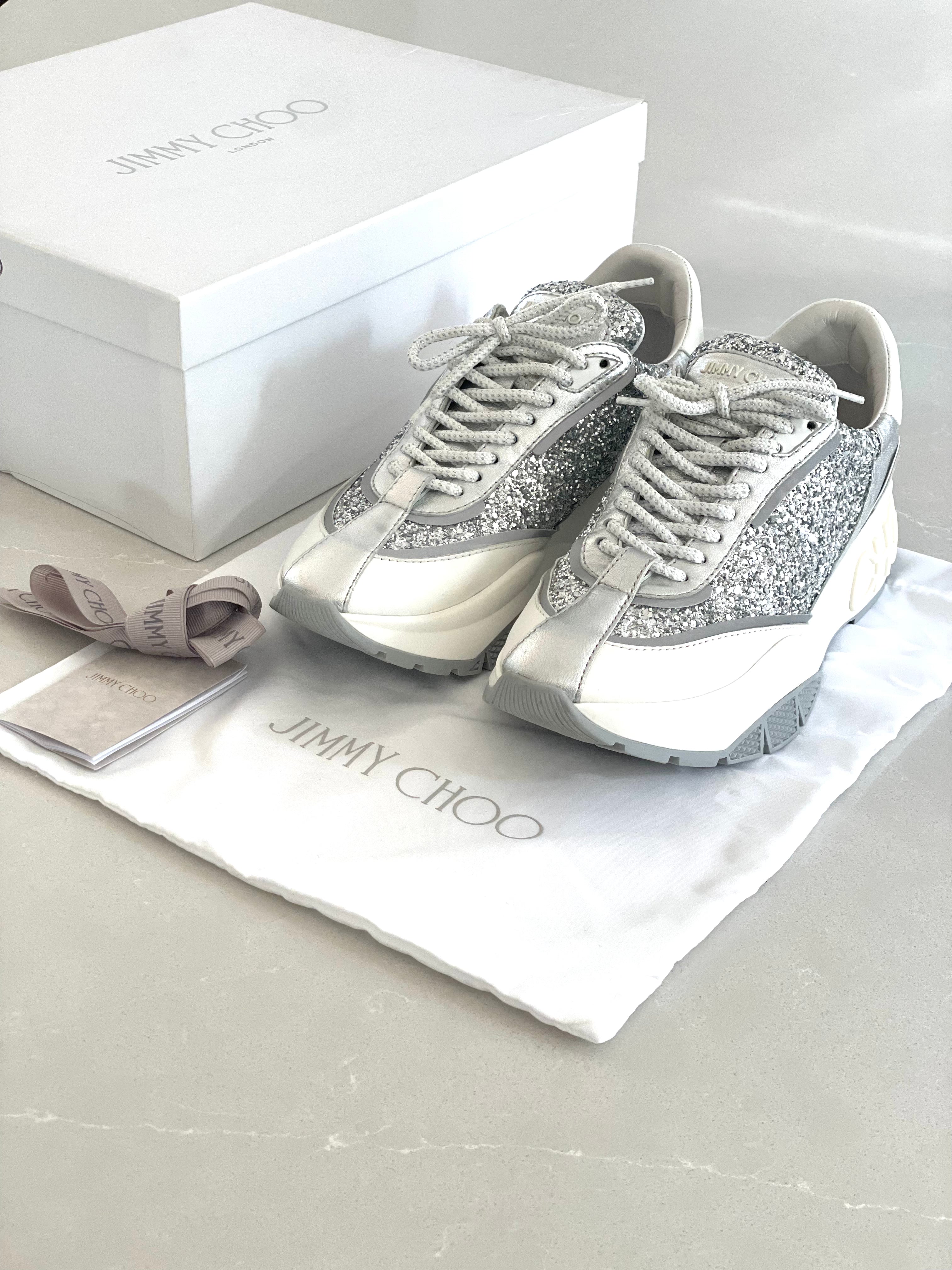 Jimmy Choo Raine Silver Mix Chunky Sneakers