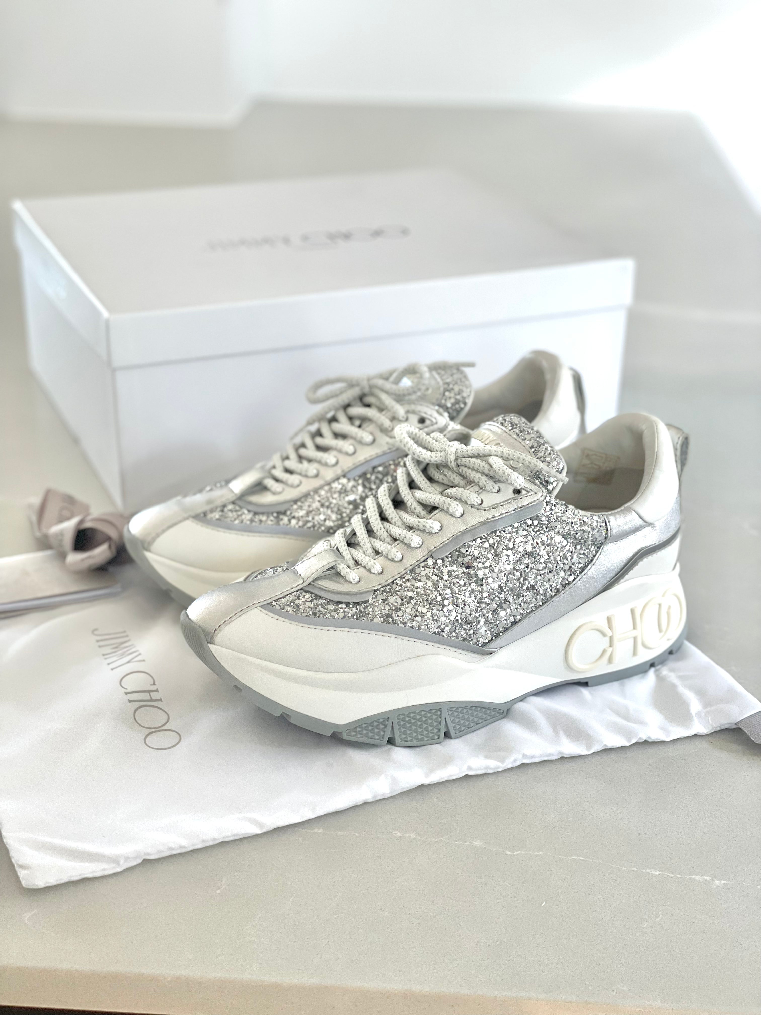 Jimmy Choo Raine Silver Mix Chunky Sneakers