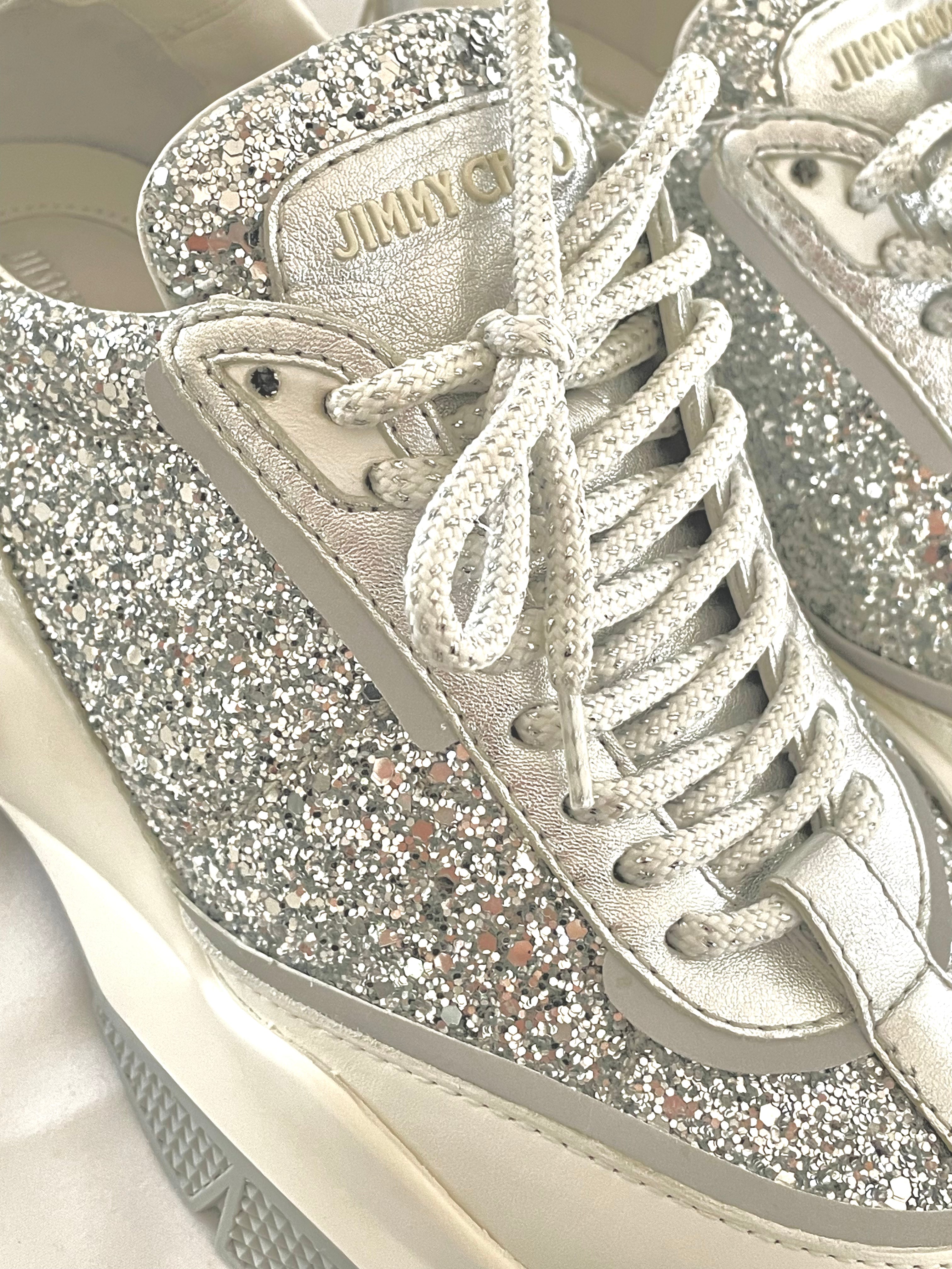 Jimmy Choo Raine Silver Mix Chunky Sneakers