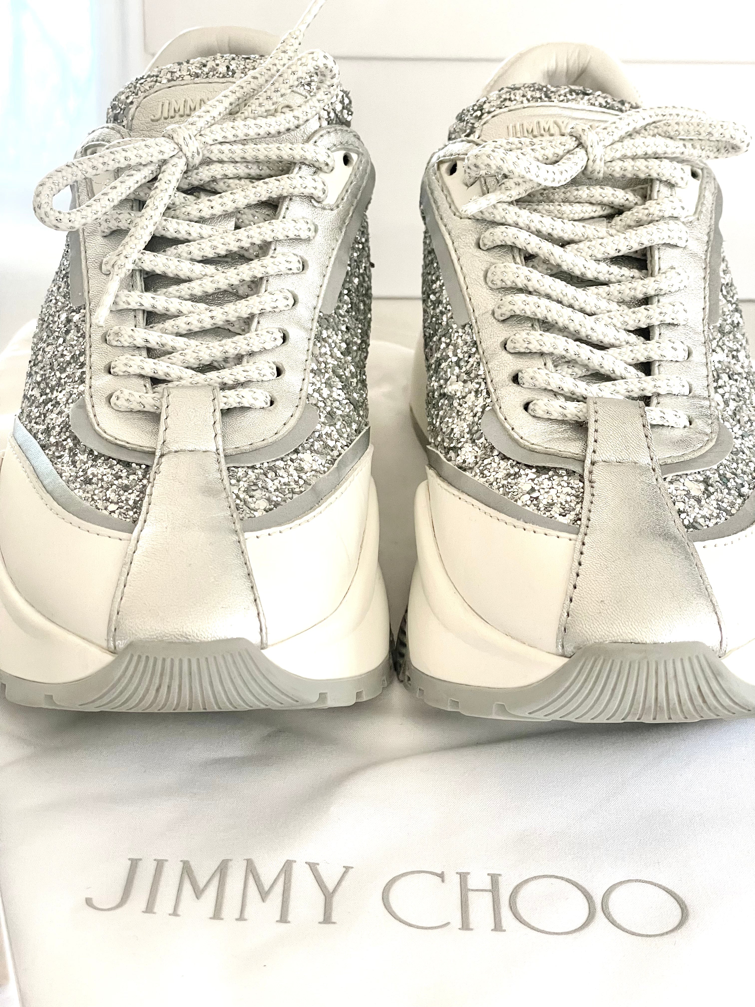 Jimmy Choo Raine Silver Mix Chunky Sneakers