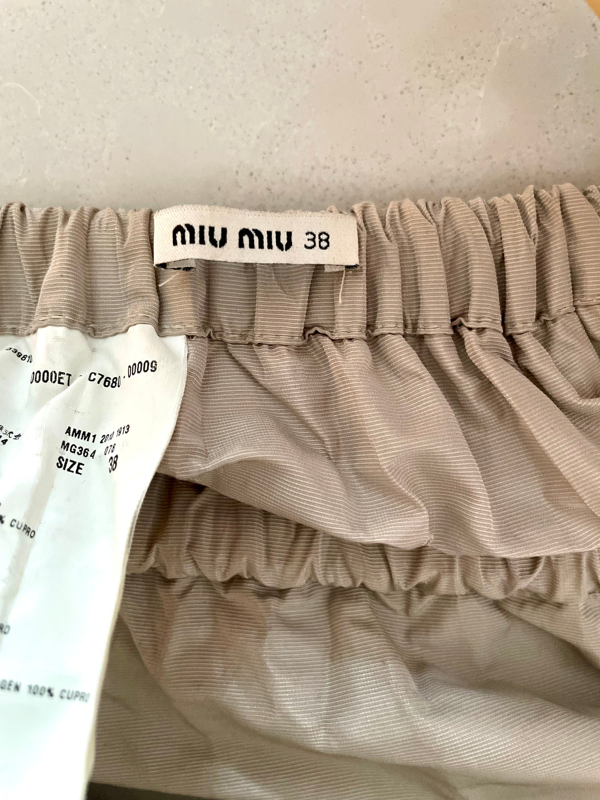 Miu Miu Circle Skater Puffy Beige Skirt Thin Cream Trim