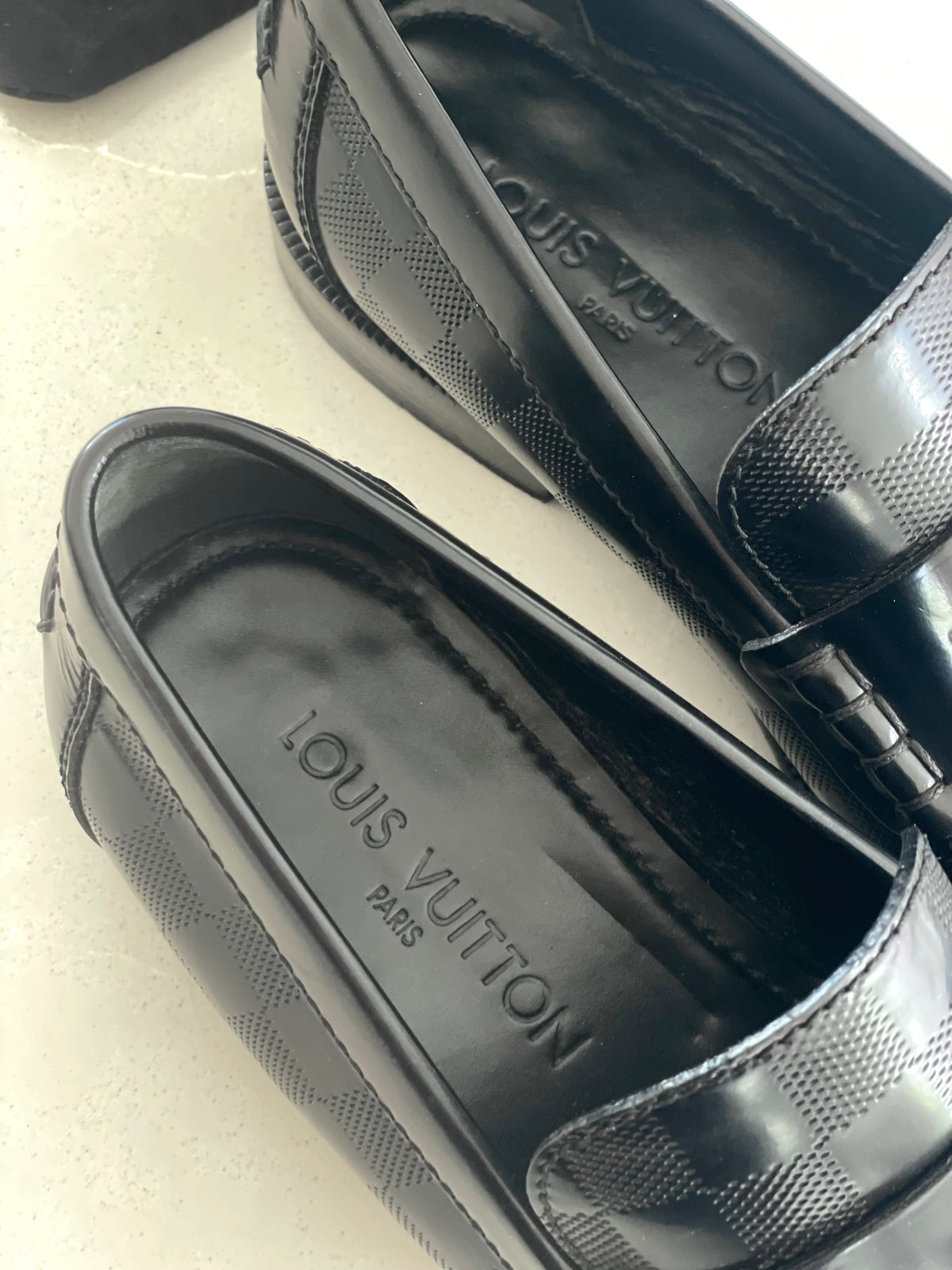 Louis Vuitton Major Loafers Black Damier Leather Men’s Shoes