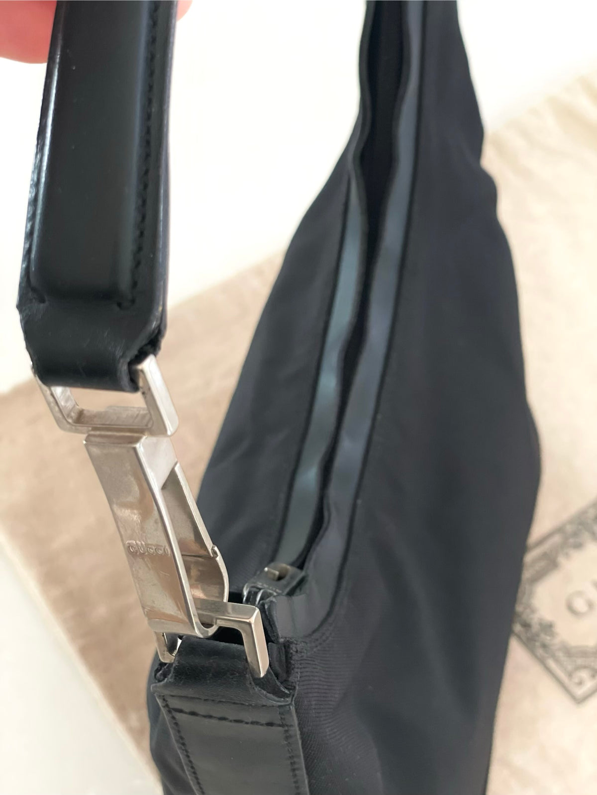 Gucci Hobo black nylon and leather shoulder bag