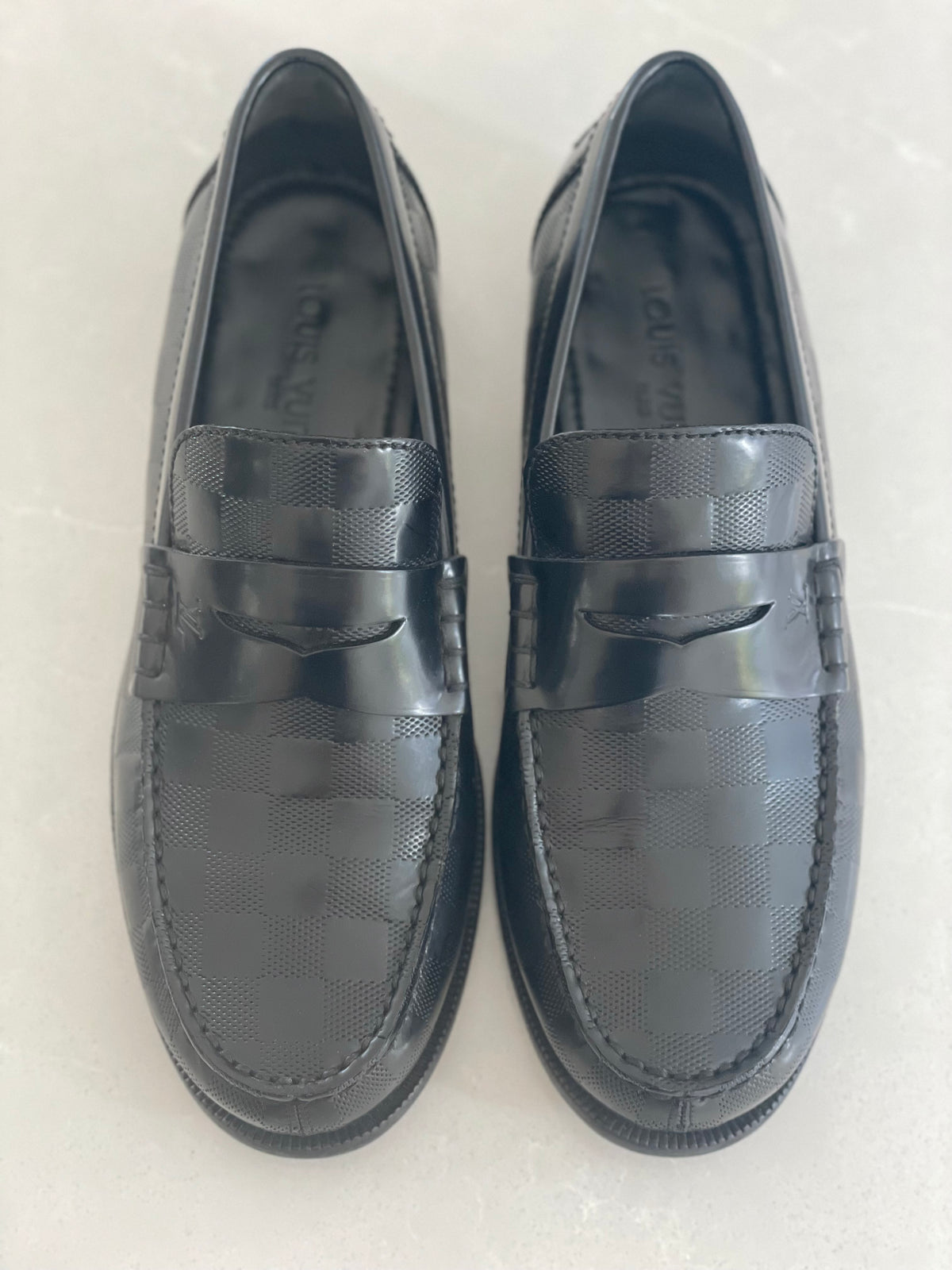 Louis Vuitton Major Loafers Black Damier Leather Men’s Shoes