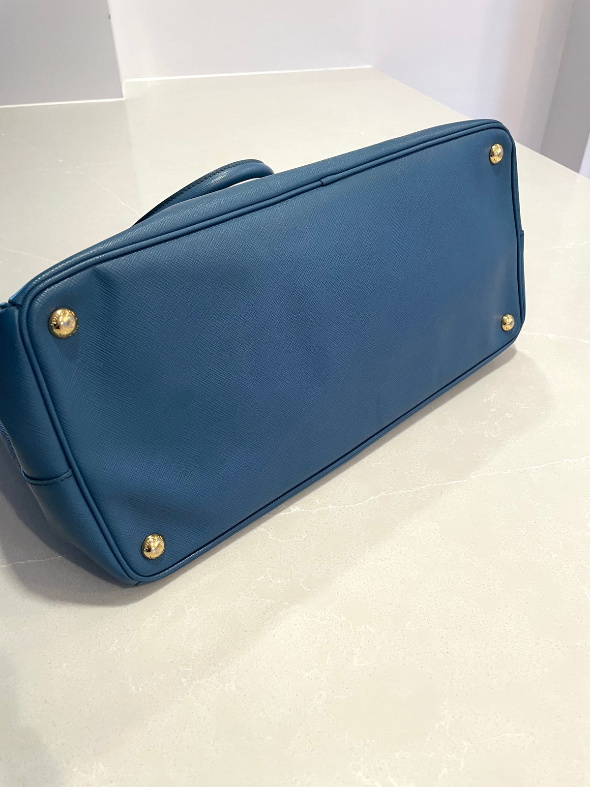 Prada Galleria Saffiano Leather Large Structured Blue Tote