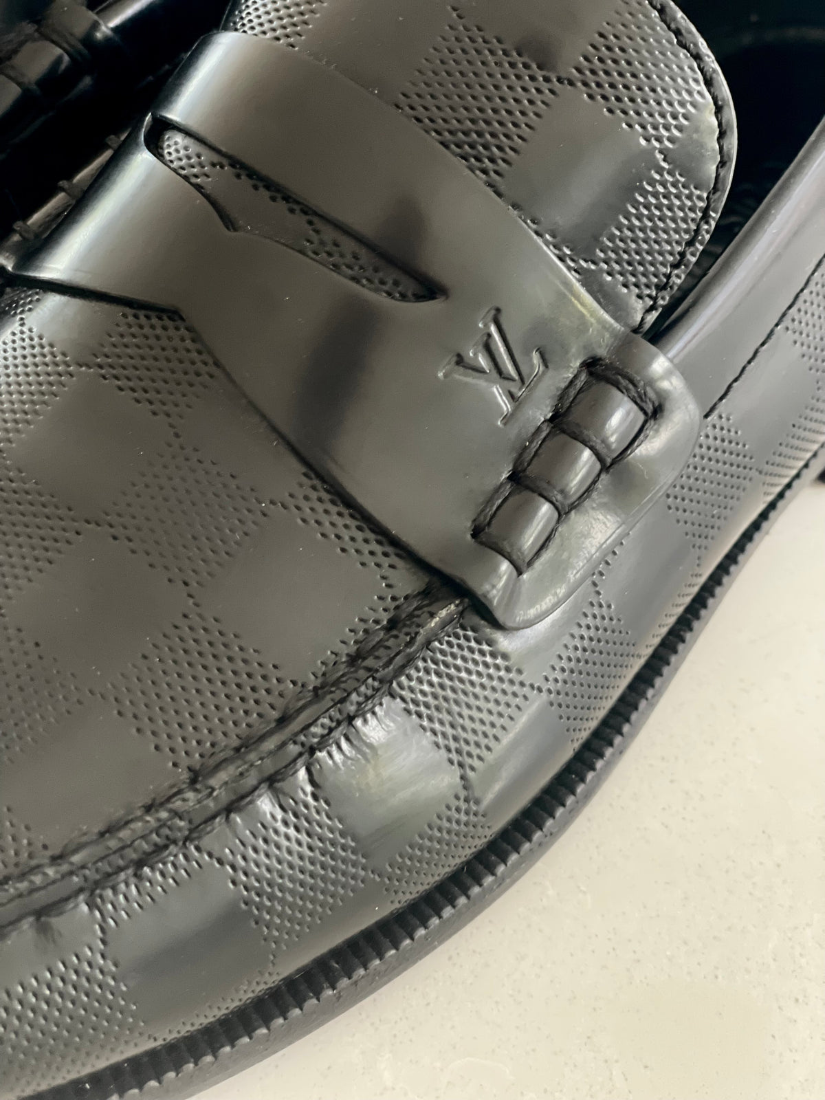 Louis Vuitton Major Loafers Black Damier Leather Men’s Shoes