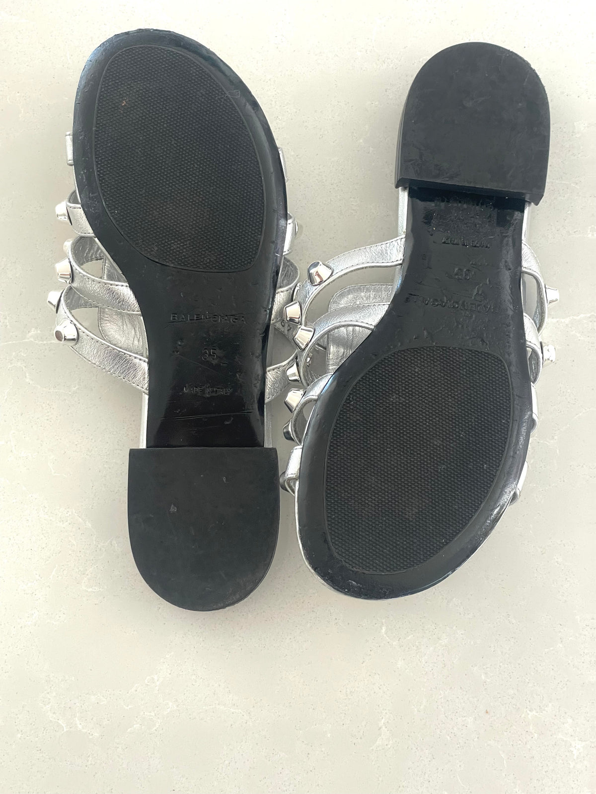 Balenciaga Arena Metallic Stud-Embellished Slide Sandals