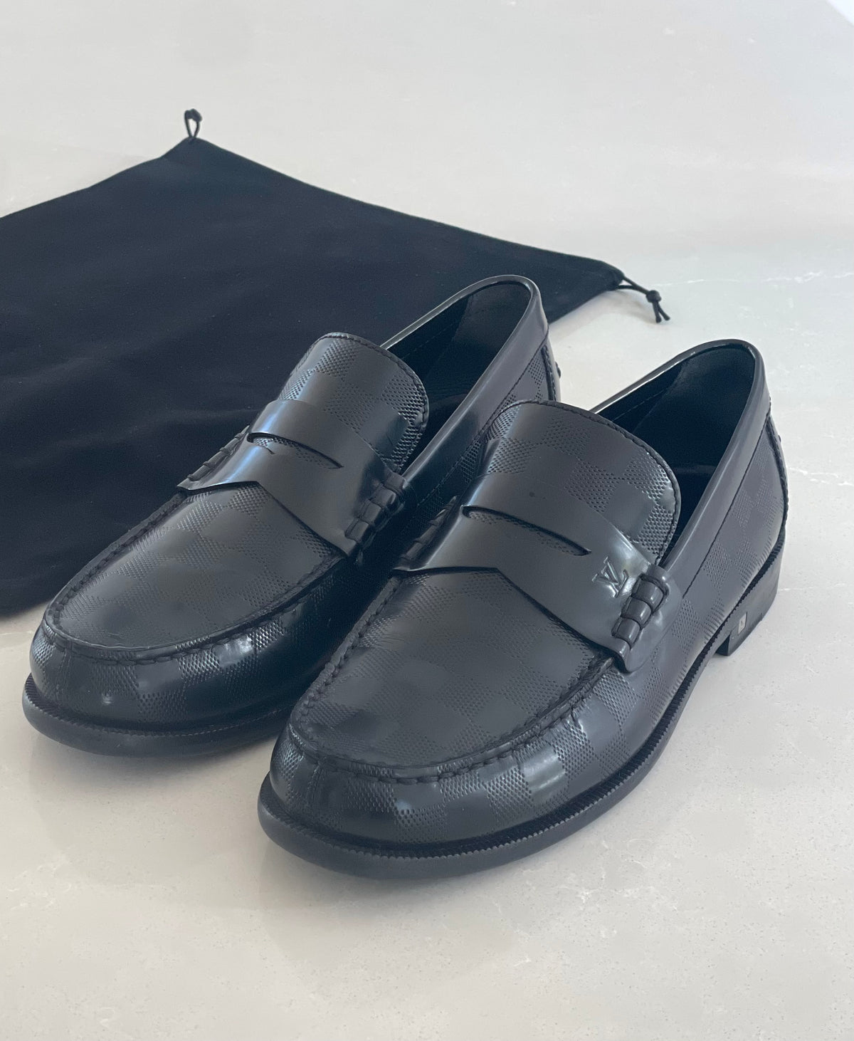 Louis Vuitton Major Loafers Black Damier Leather Men’s Shoes