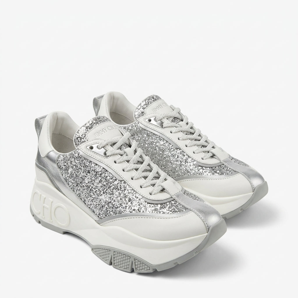 Jimmy Choo Raine Silver Mix Chunky Sneakers