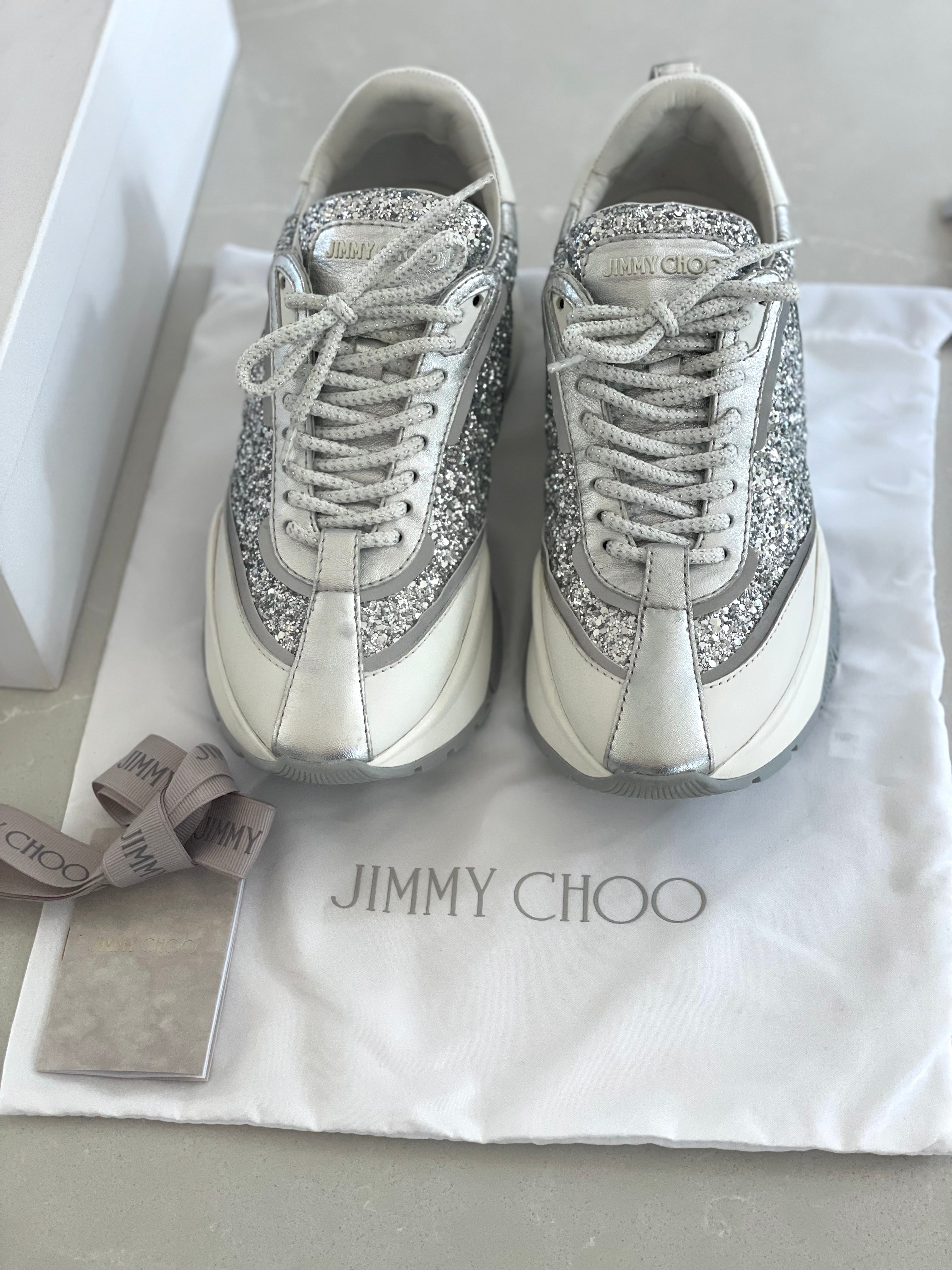 Jimmy Choo Raine Silver Mix Chunky Sneakers