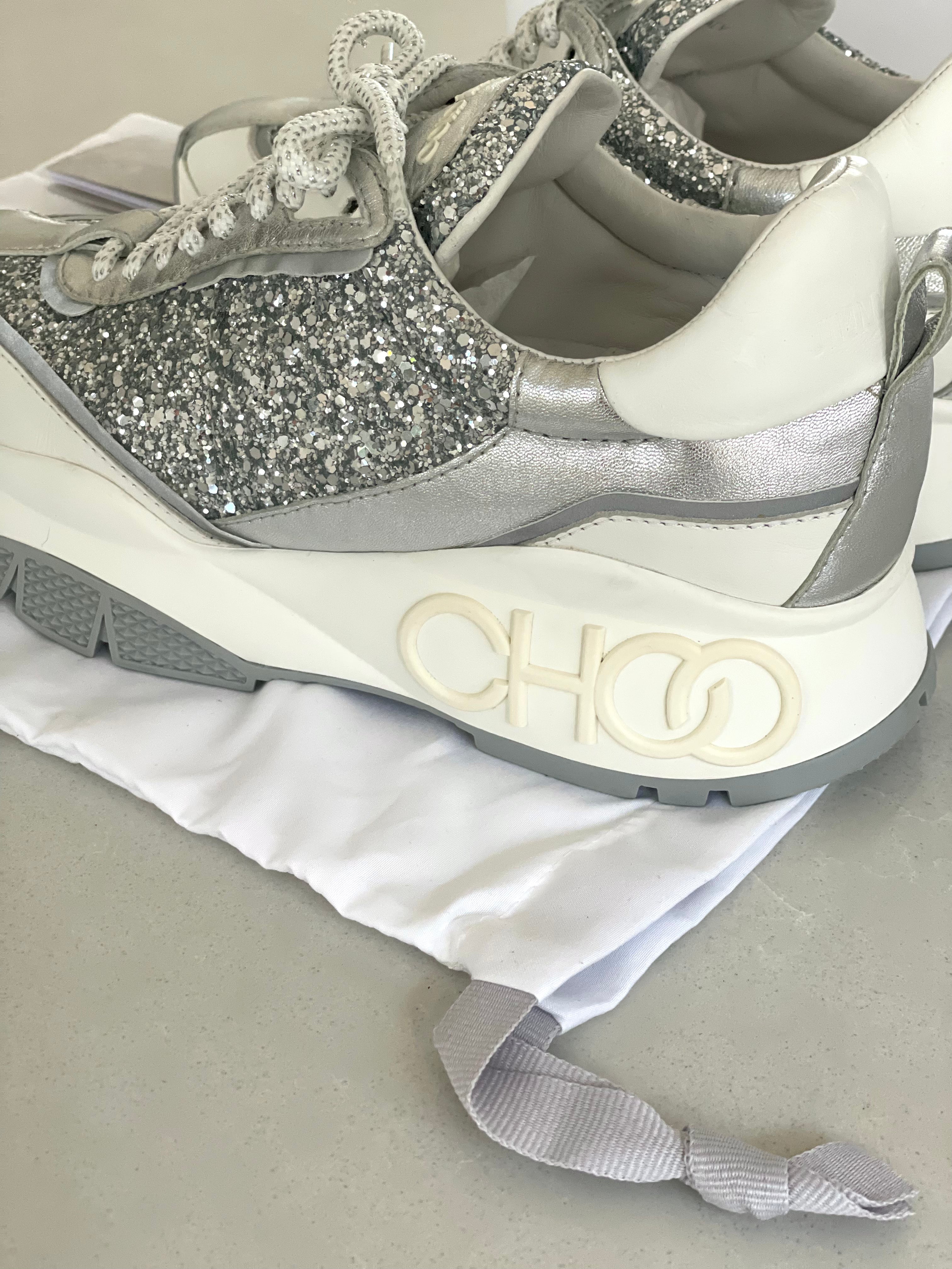 Jimmy Choo Raine Silver Mix Chunky Sneakers