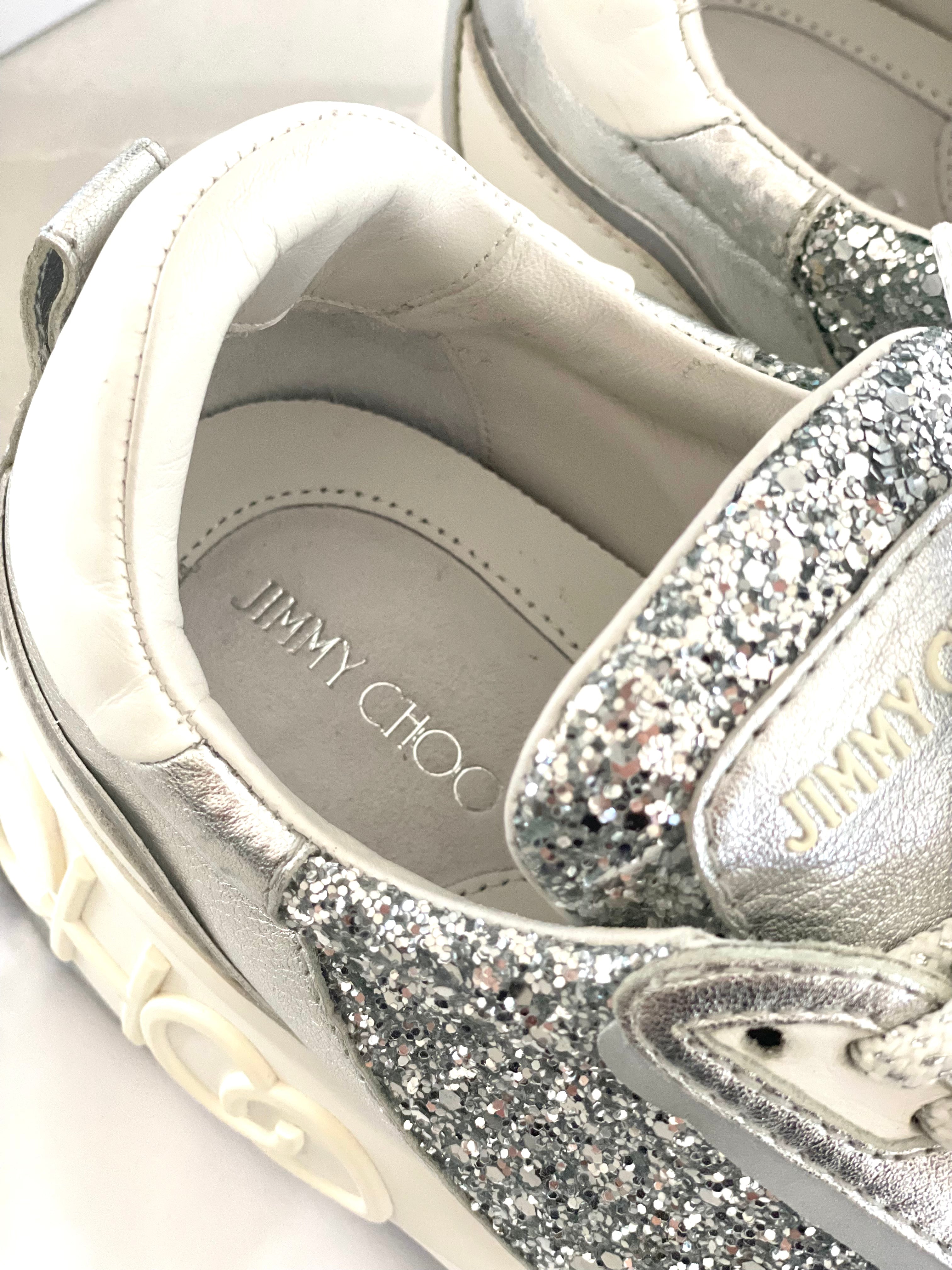 Jimmy Choo Raine Silver Mix Chunky Sneakers
