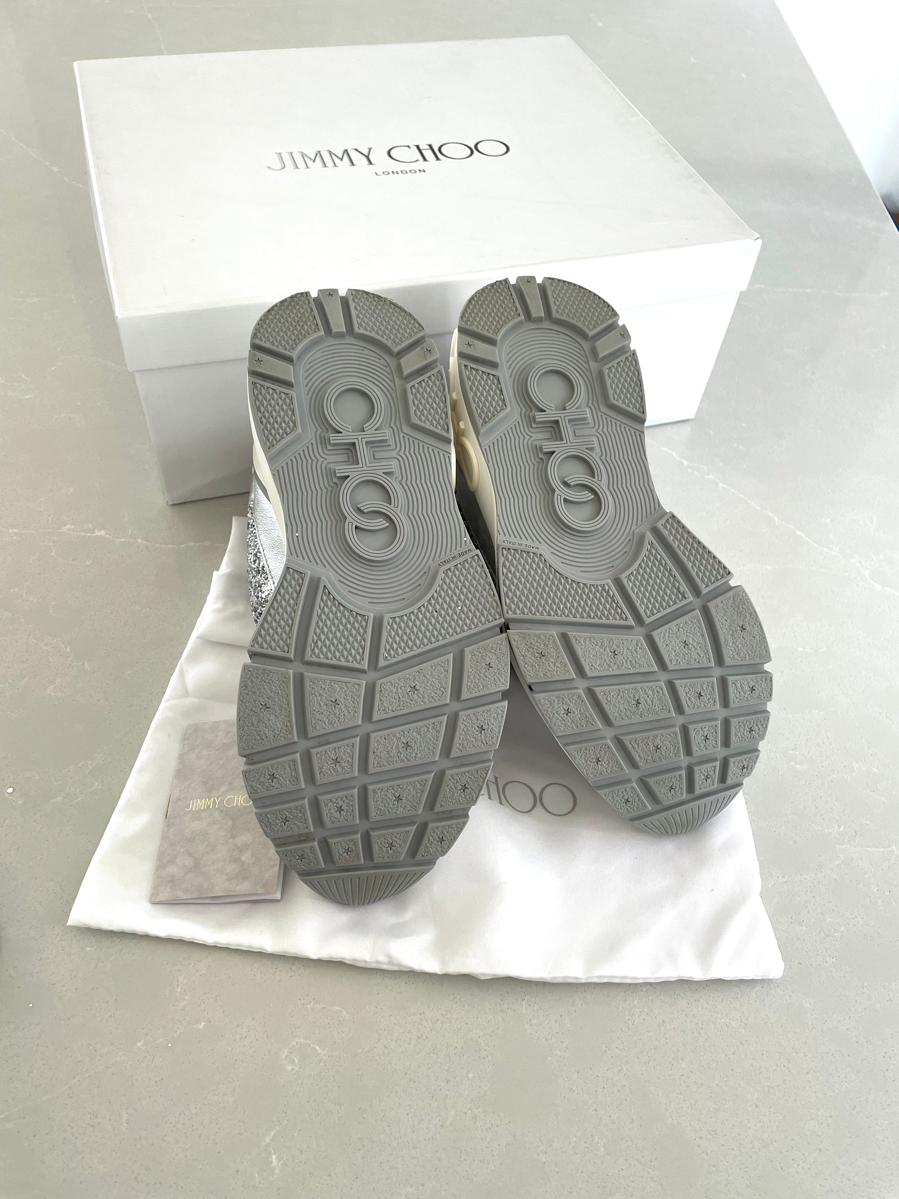 Jimmy Choo Raine Silver Mix Chunky Sneakers